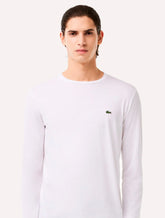 Camiseta Lacoste Masculina Manga Longa Jersey Pima Cotton Branca