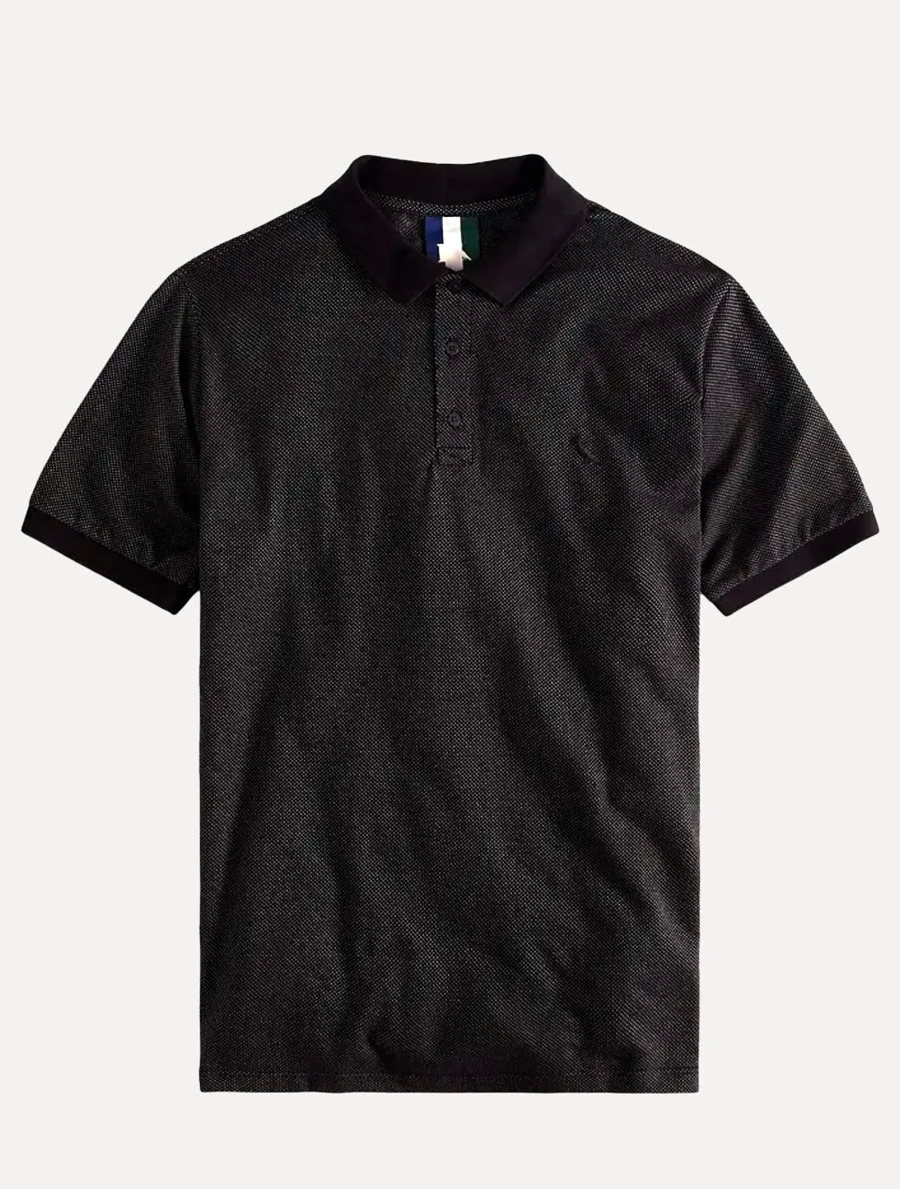 Polo Reserva Masculina Regular Piquet Friso Rajado Preto Mescla
