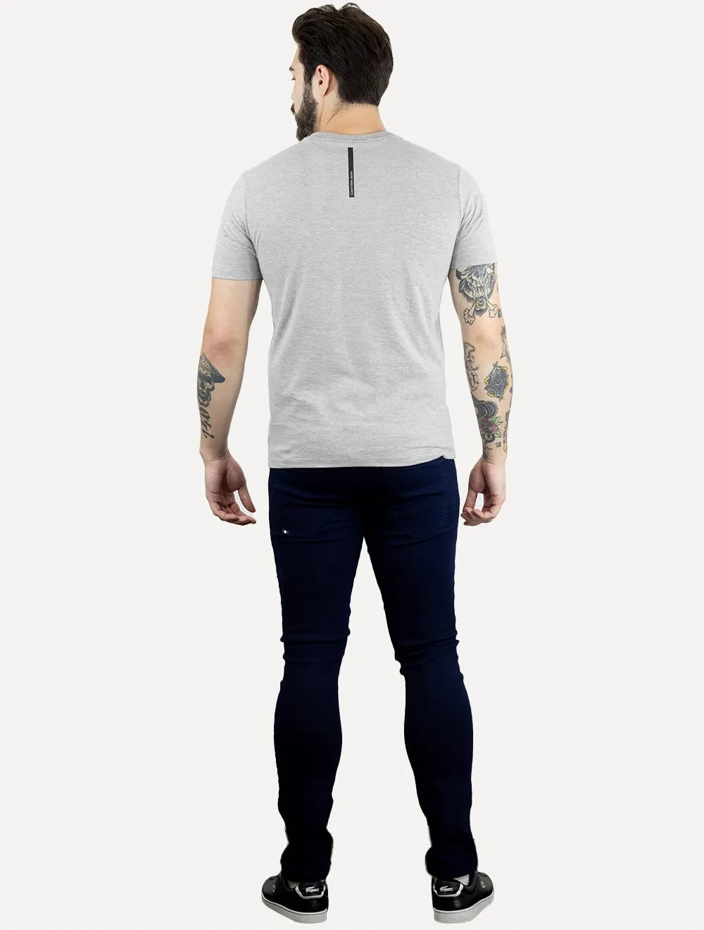 Camiseta Calvin Klein Jeans Masculina Institutional Navy New Logo Cinza Mescla