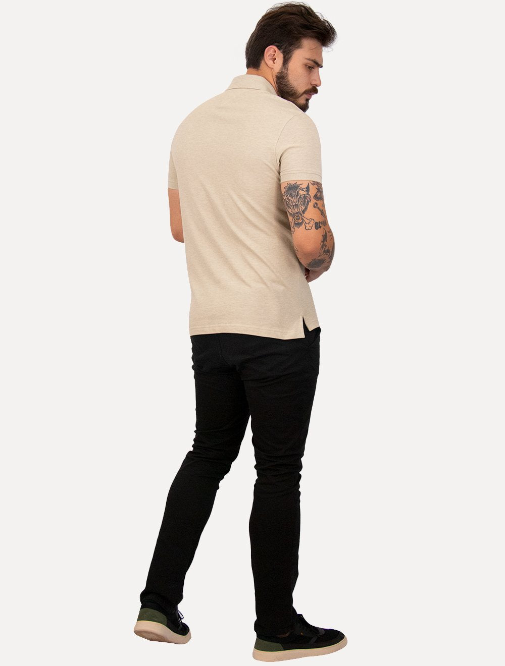 Polo Tommy Hilfiger Masculina Slim Piquet 1985 Areia Mescla