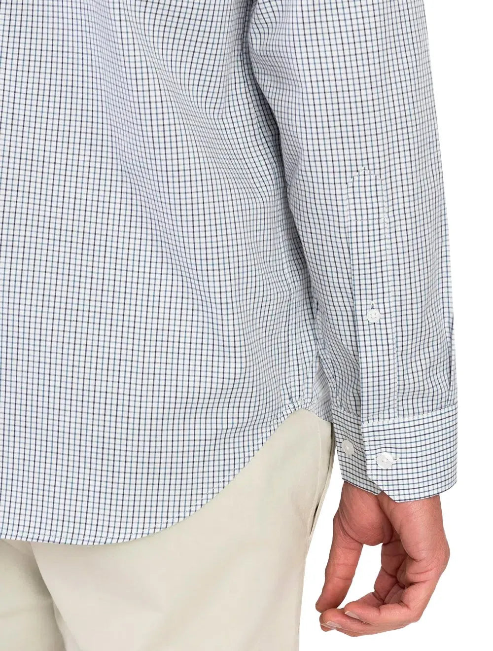 Camisa Aramis Regular Tricoline Micro Xadrez Branca/Azul