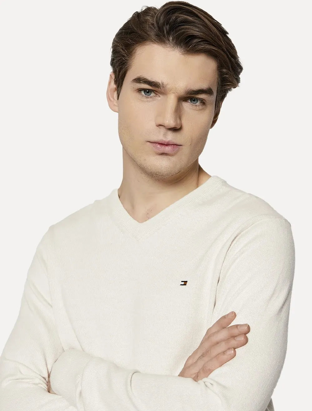 Suéter Tommy Hilfiger Masculino Signature V-Neck Off White