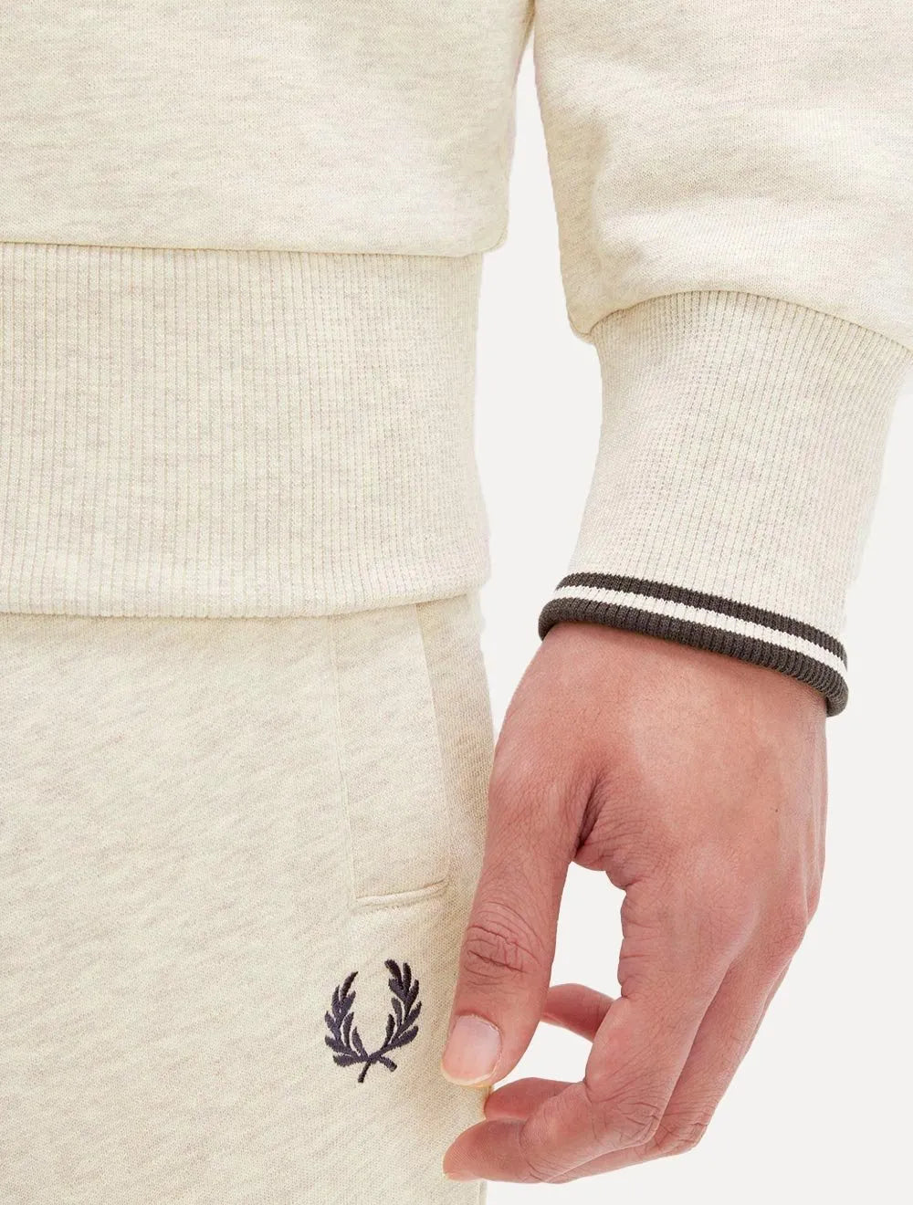 Blusa Fred Perry Moletom Masculina Regular Half Zip Off-White Mescla