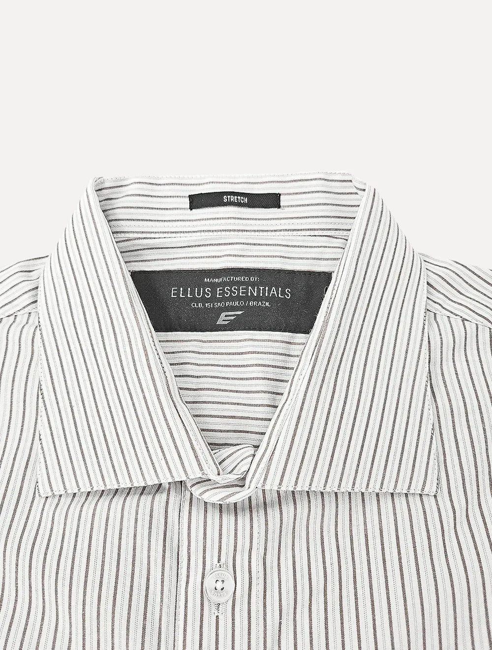 Camisa Ellus Masculina Slim Tricoline Arkansas Stripes Branca