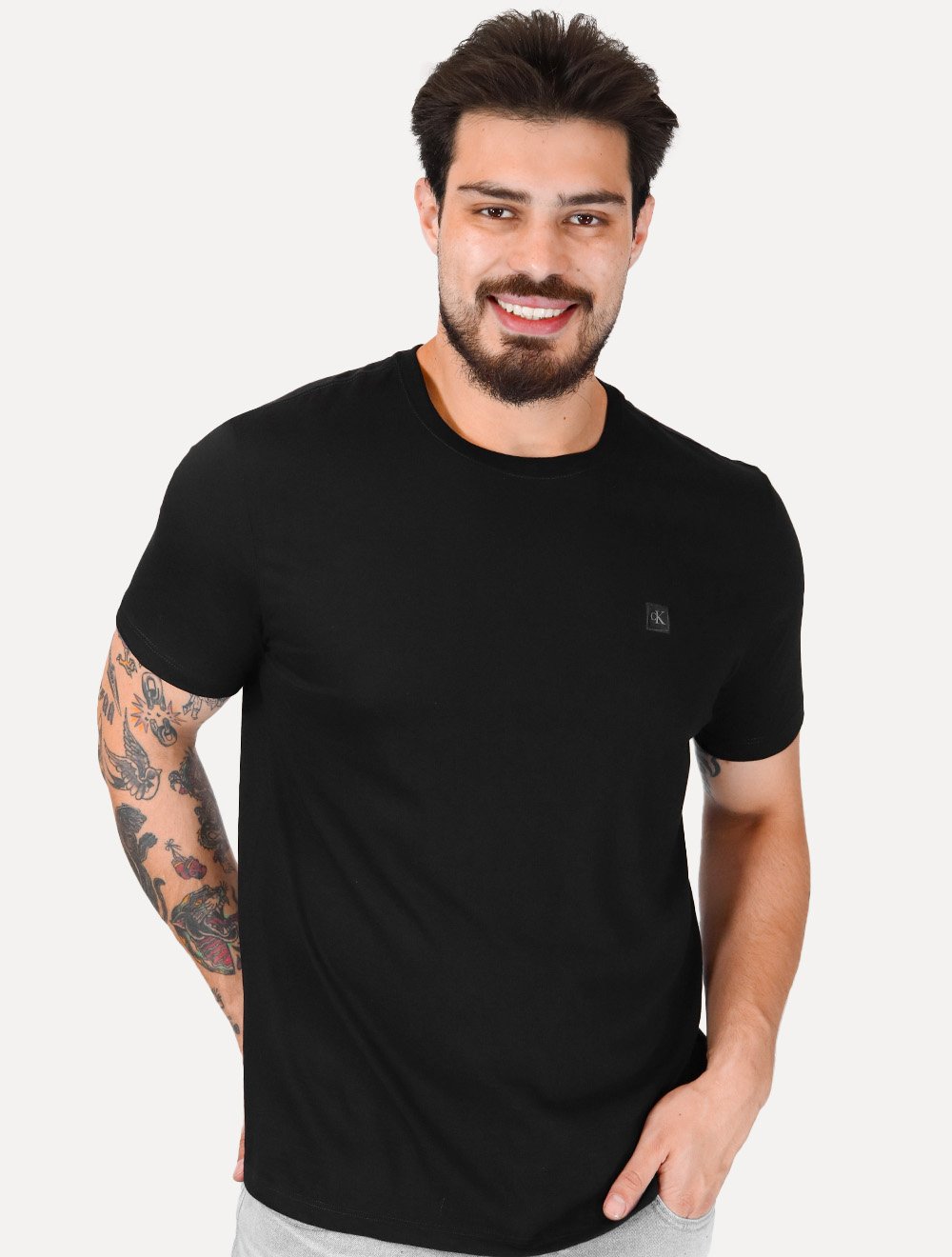 Camiseta Calvin Klein Jeans Masculina CK Embroidery Patch Preta