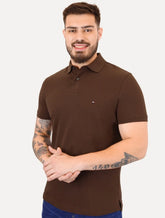 Polo Tommy Hilfiger Masculina Regular Piquet 1985 Marrom Escuro