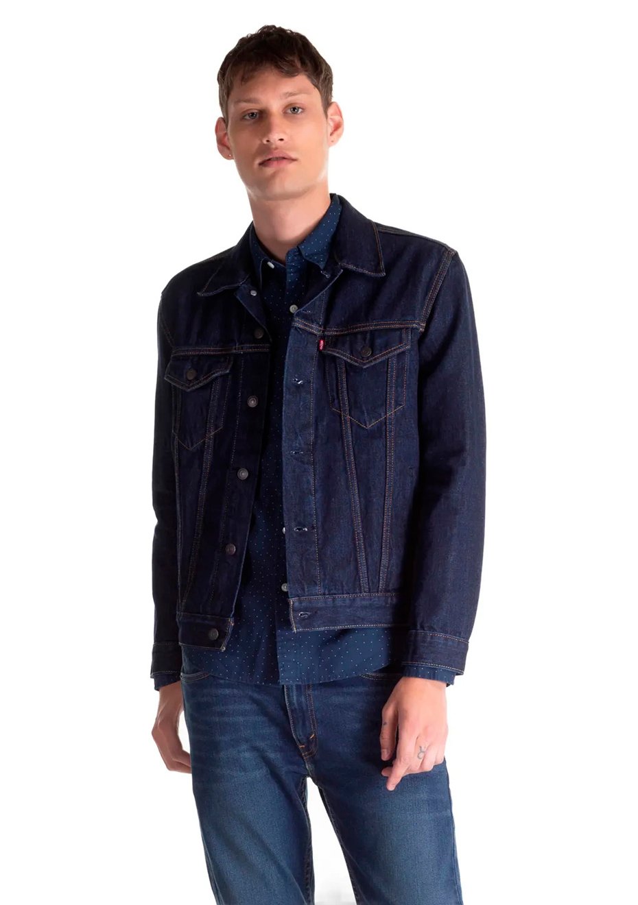 Jaqueta Jeans Levis Masculina Trucker Azul Escuro