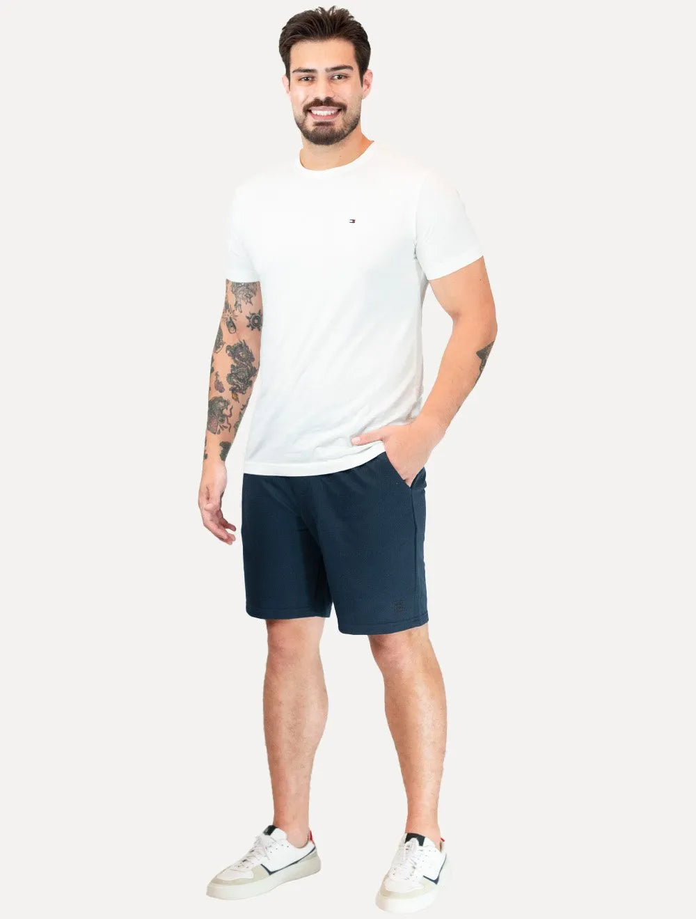 Bermuda King & Joe Masculina Moletom Comfort Logo Rubber Azul Marinho