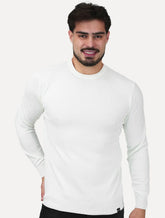 Suéter Dixen Masculino Tricot Manga Longa Frente Texturizada Branca