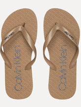 Chinelo Calvin Klein Swimwear Silk Basic Navy Logo Cáqui Médio