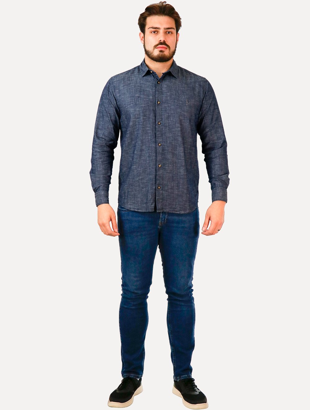 Camisa Reserva Masculina Cotton Maly Azul Índigo Mescla