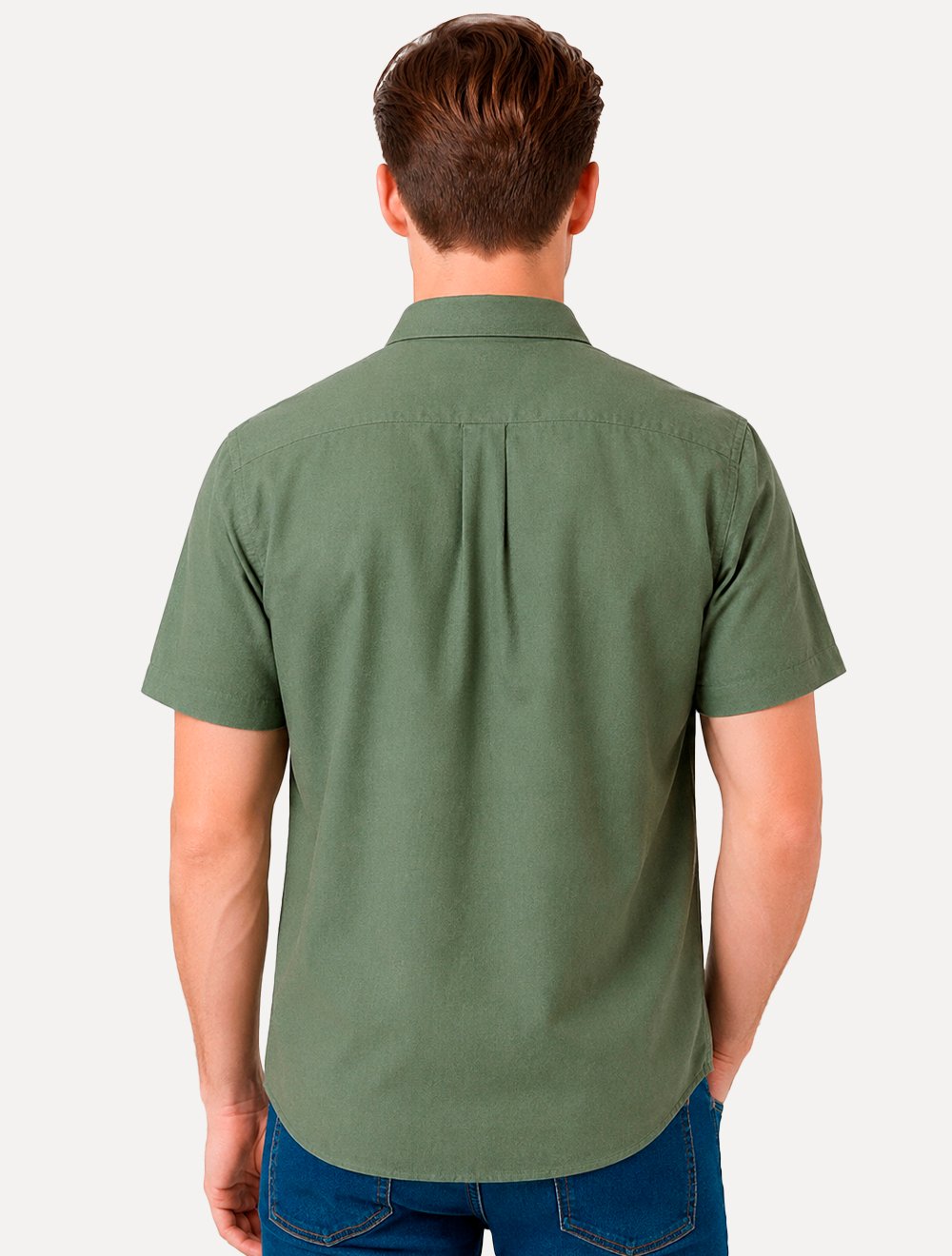 Camisa Dudalina Masculina Manga Curta Comfort Superfine Cotton Mono Logo Lisa Verde Claro