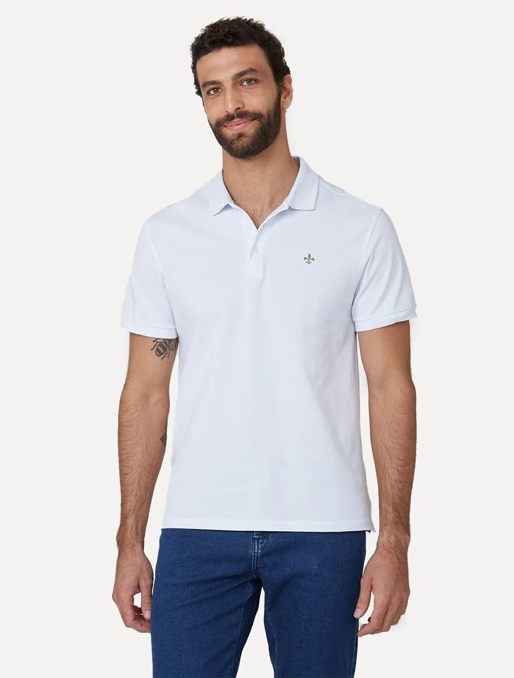 Polo Dudalina Masculina Essentials Extra Cotton Brown Branca