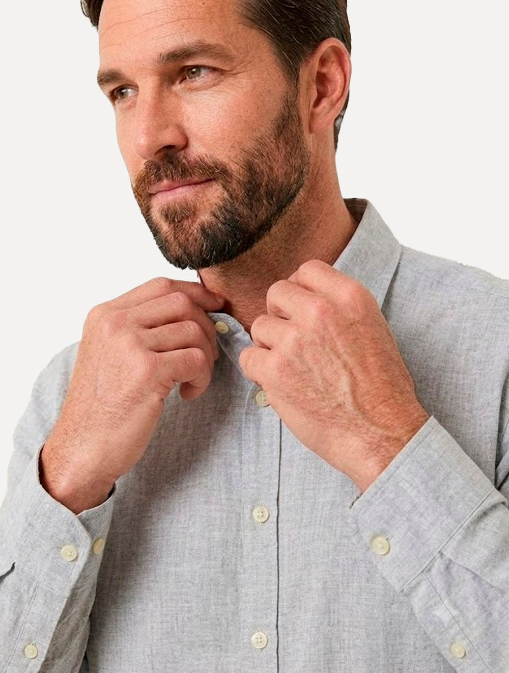 Camisa Aramis Masculina Slim Algodão Willis Cinza Claro