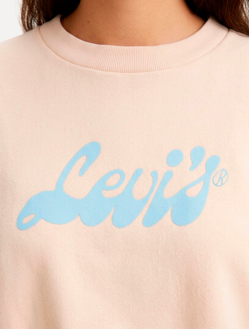 Moletom Levis Feminino Cropped Wave Retrô Logo Salmão
