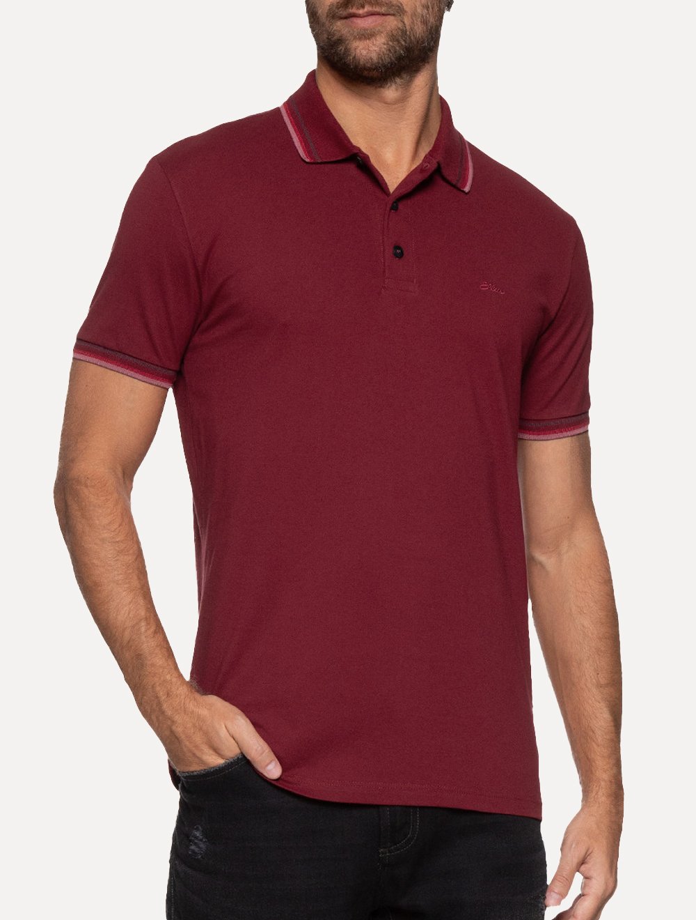 Polo Ellus Masculina Piquet Triple Short Signature Bordô