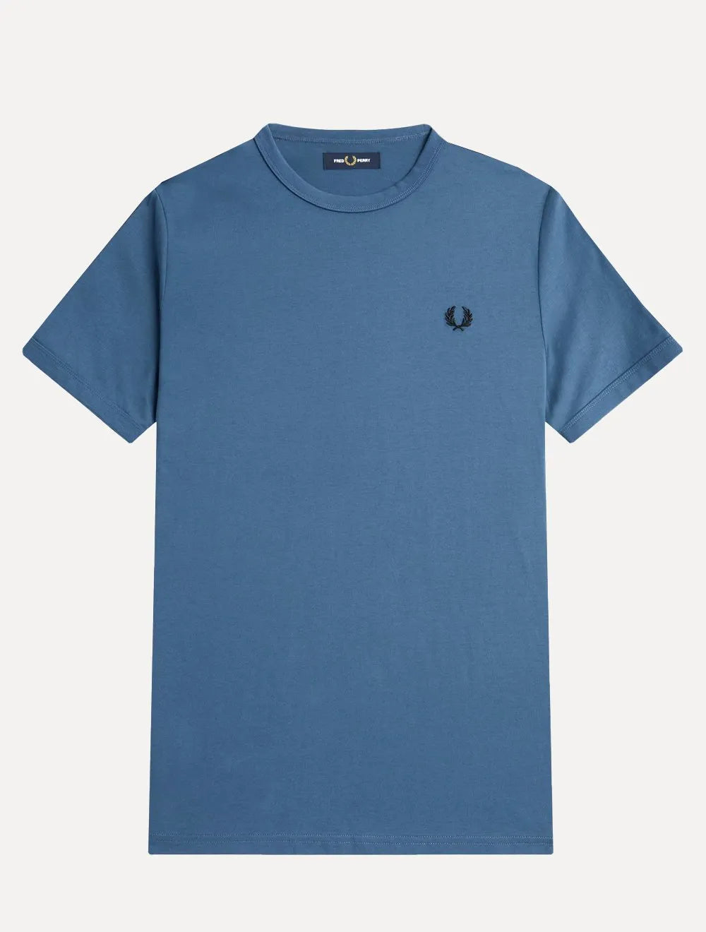 Camiseta Fred Perry Masculina Regular Ringer Logo Azul Médio