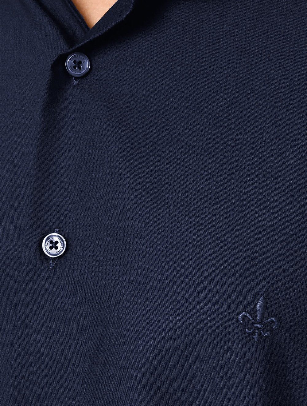 Camisa Dudalina Masculina Comfort Superfine Cotton Mono Logo Azul Escuro