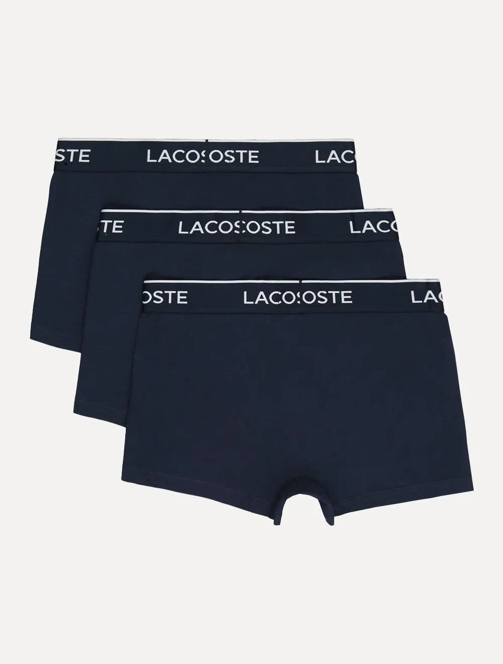 Cueca Lacoste Trunk Boxer Lettered Waist Azul Marinho Pack 3UN