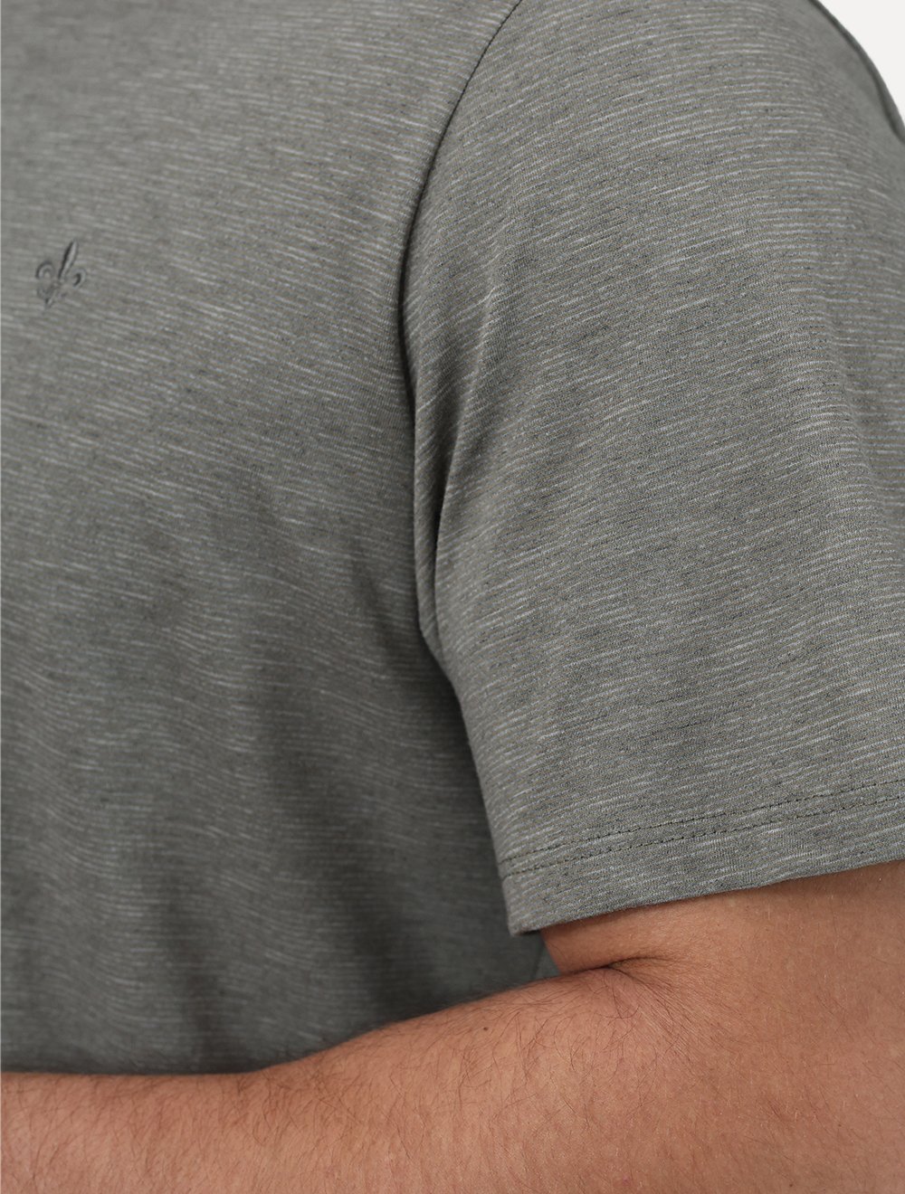 Camiseta Dudalina Regular Fit Listras Cáqui Escuro