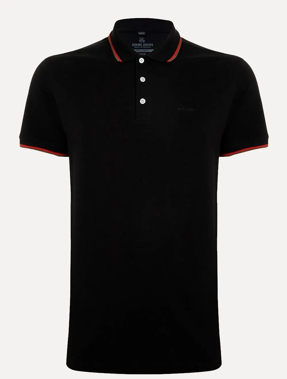 Polo John John Masculina Red Two Lines Preta