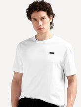 Camiseta Calvin Klein Jeans Masculina Egyptian Cotton Rubber Patch Branca