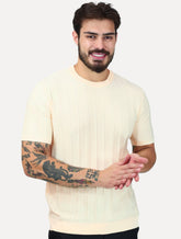 Tricô Dixen Manga Curta Gola Careca Off-White