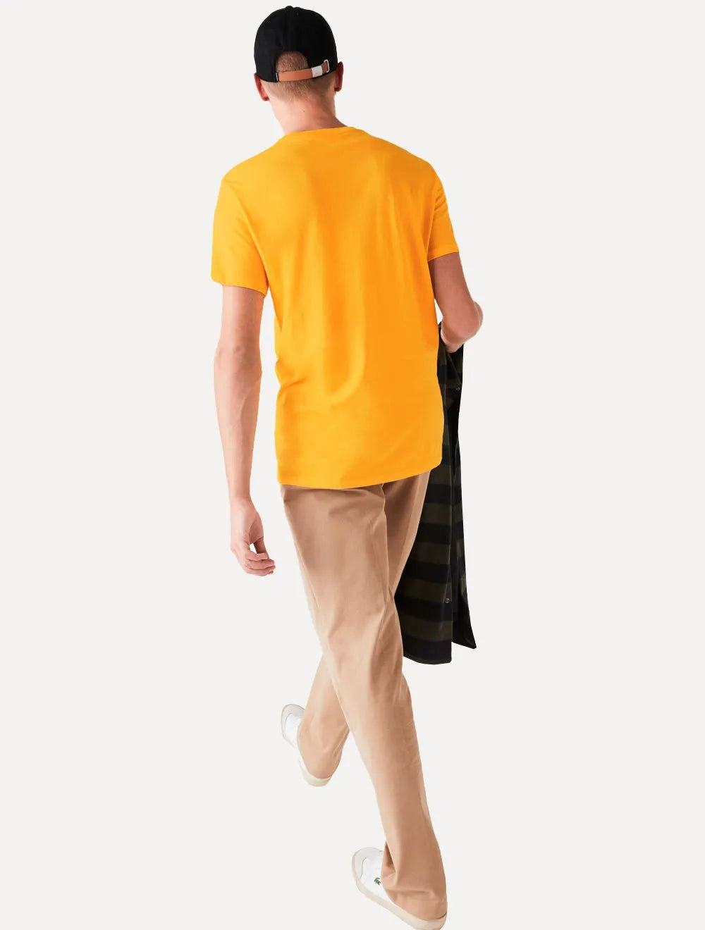 Camiseta Lacoste Masculina Classic Pima Cotton Logo Amarela