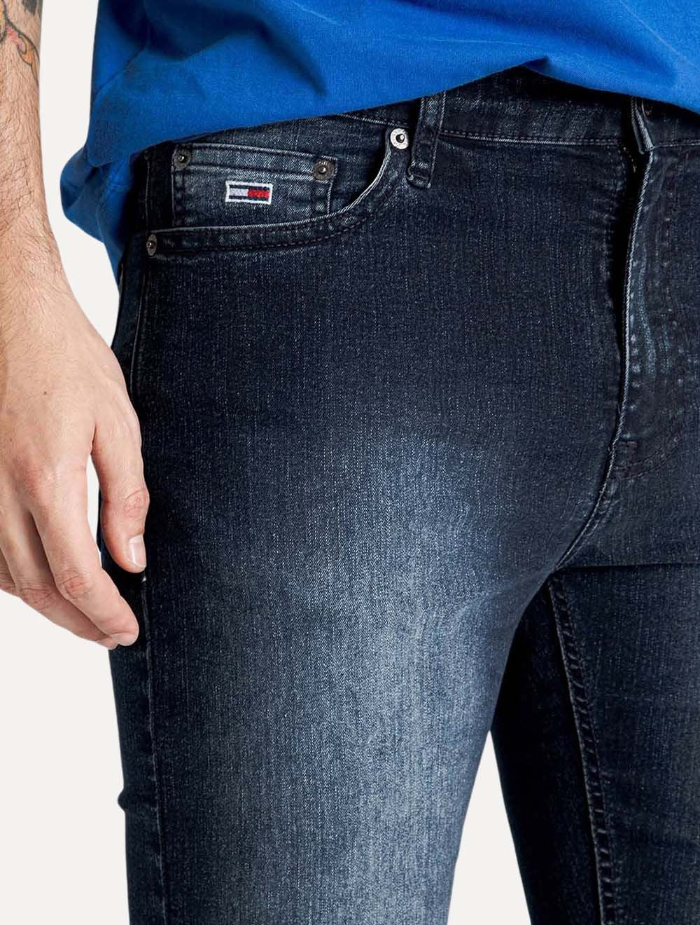 Calça Tommy Jeans Masculina Skinny Simon Flag Escura
