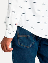 Camisa Tommy Jeans Regular College Pop Dobby Branca