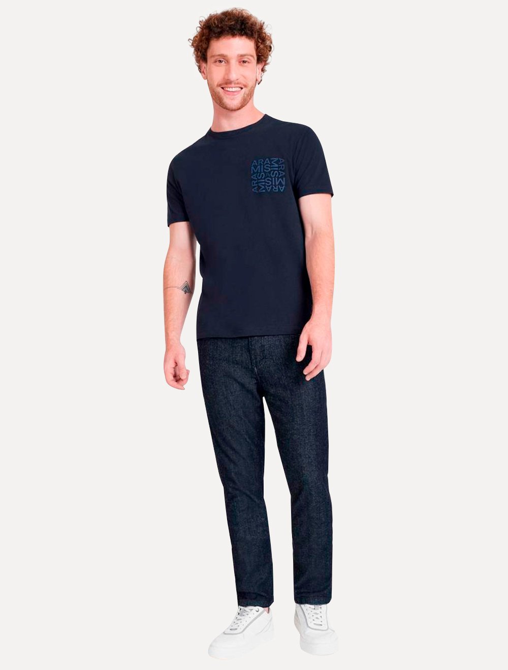 Camiseta Aramis Masculina Estampa Peito Mixed Azul Marinho
