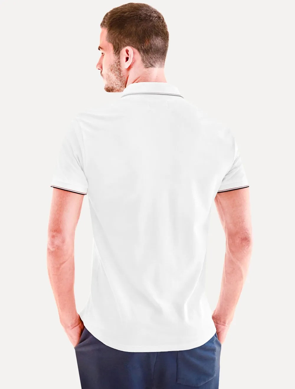 Polo Forum Masculina Piquet Tipped Collar Branca