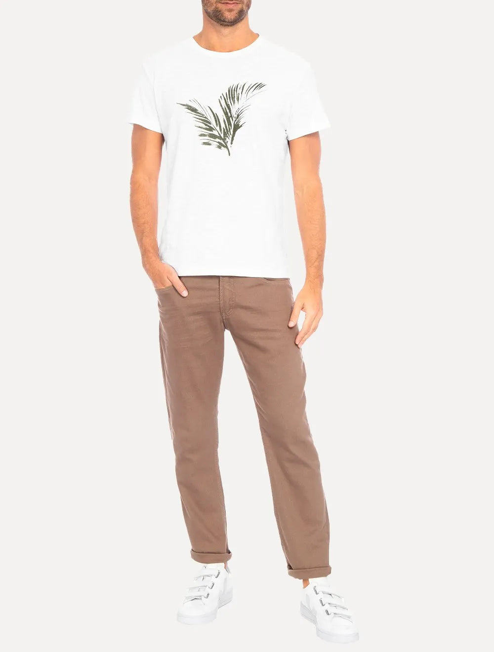Camiseta Osklen Masculina Regular Rough Leaves Flamê Branca