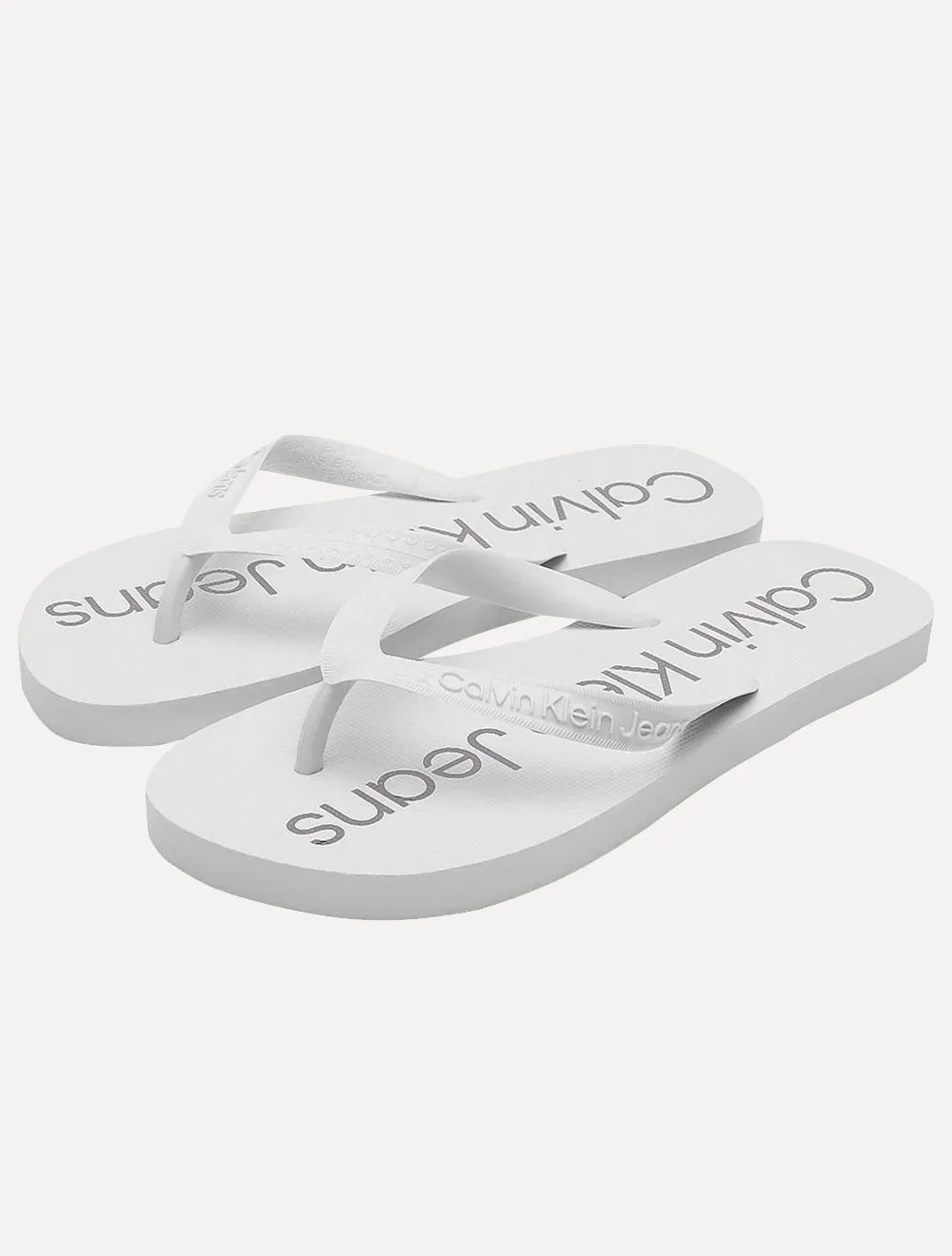 Chinelo Calvin Klein Jeans Silk Grey Logo Básico Branco