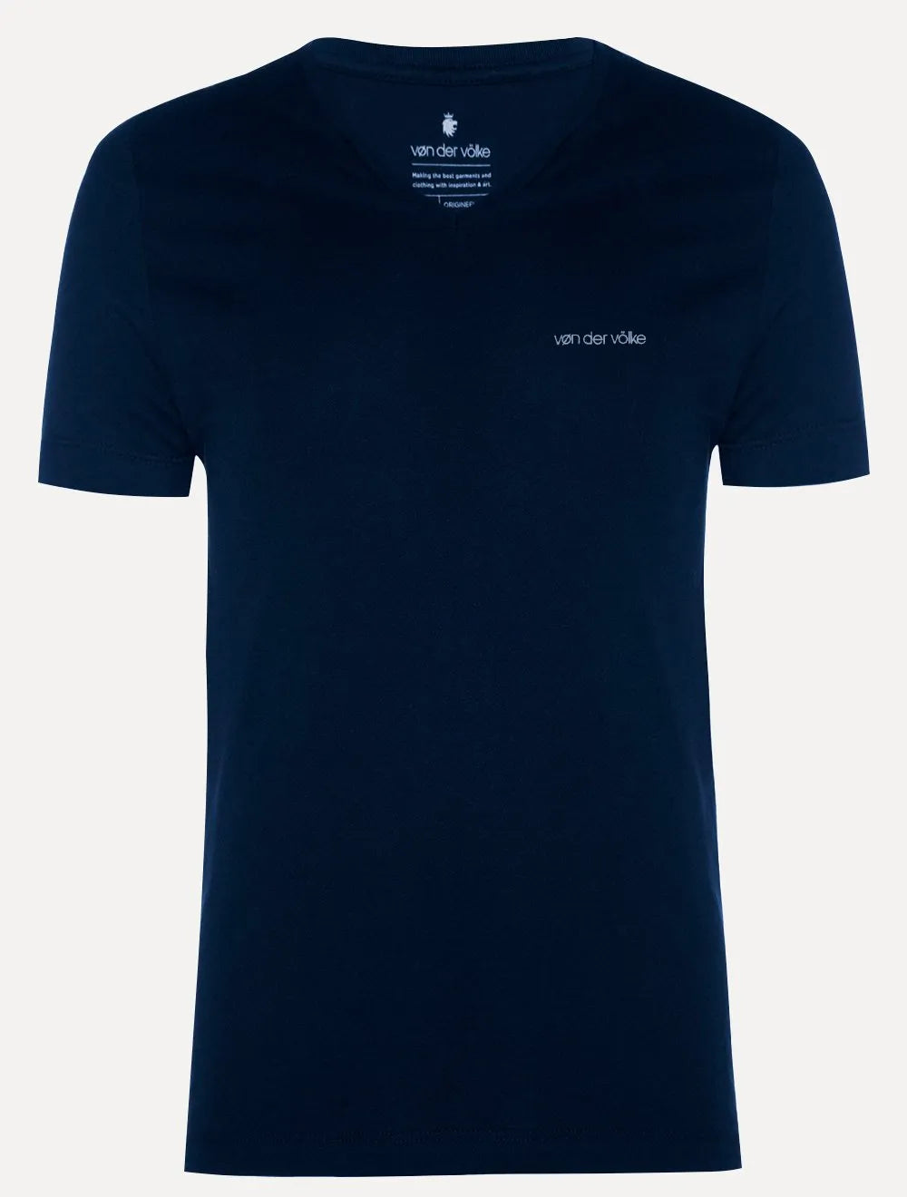 Camiseta Von der Volke Masculina Origineel V-Neck Basis Logo Azul Marinho