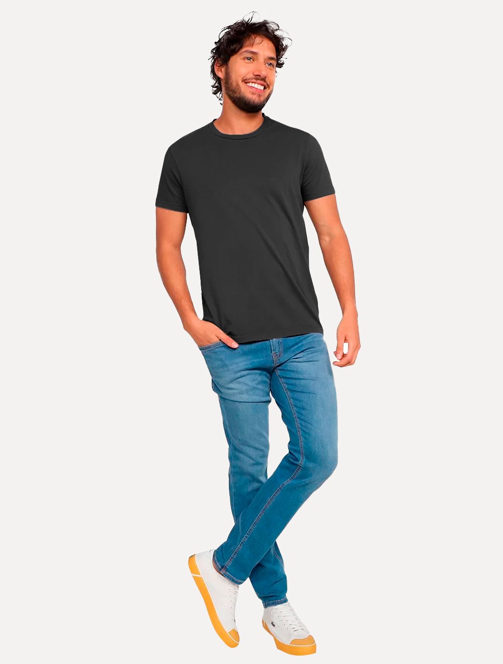 Camiseta Ellus Masculina Cotton Fine Classic Logo Grafite