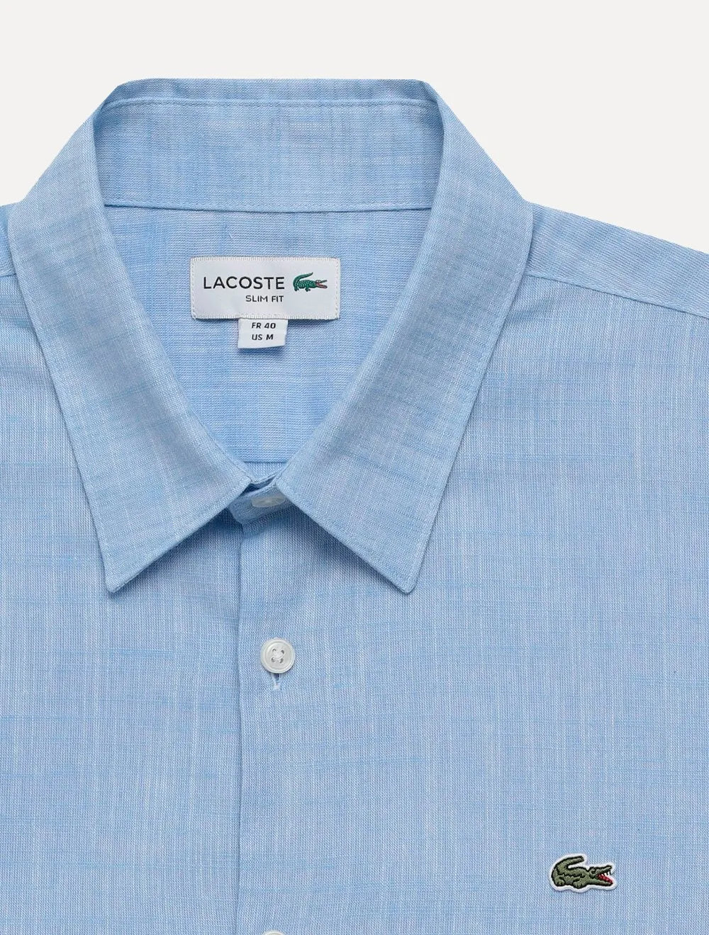 Camisa Lacoste Masculina Slim Fit Cotton Chambray Azul Claro Mescla