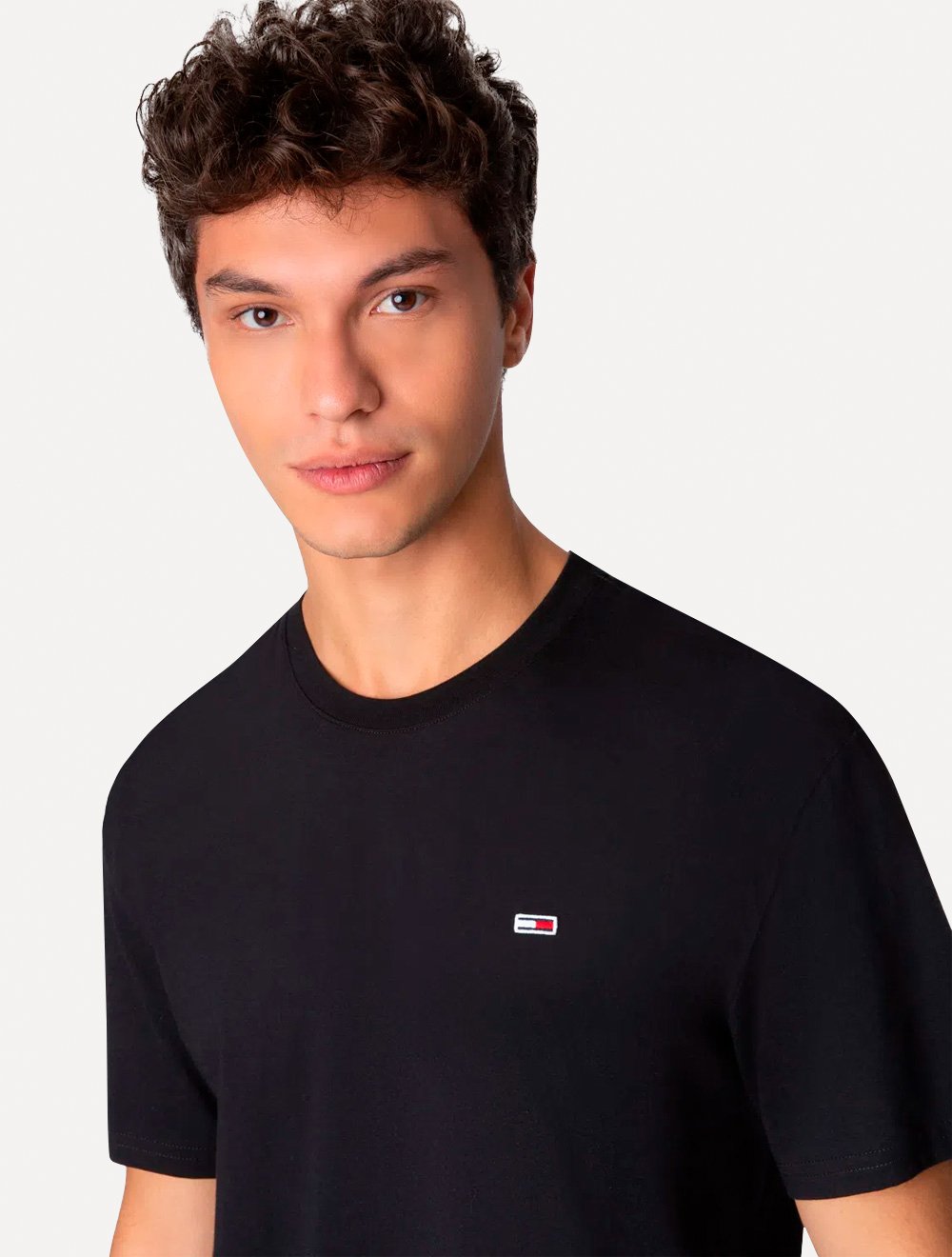 Camiseta Tommy Jeans Masculina Slim C-Neck Flag Preta