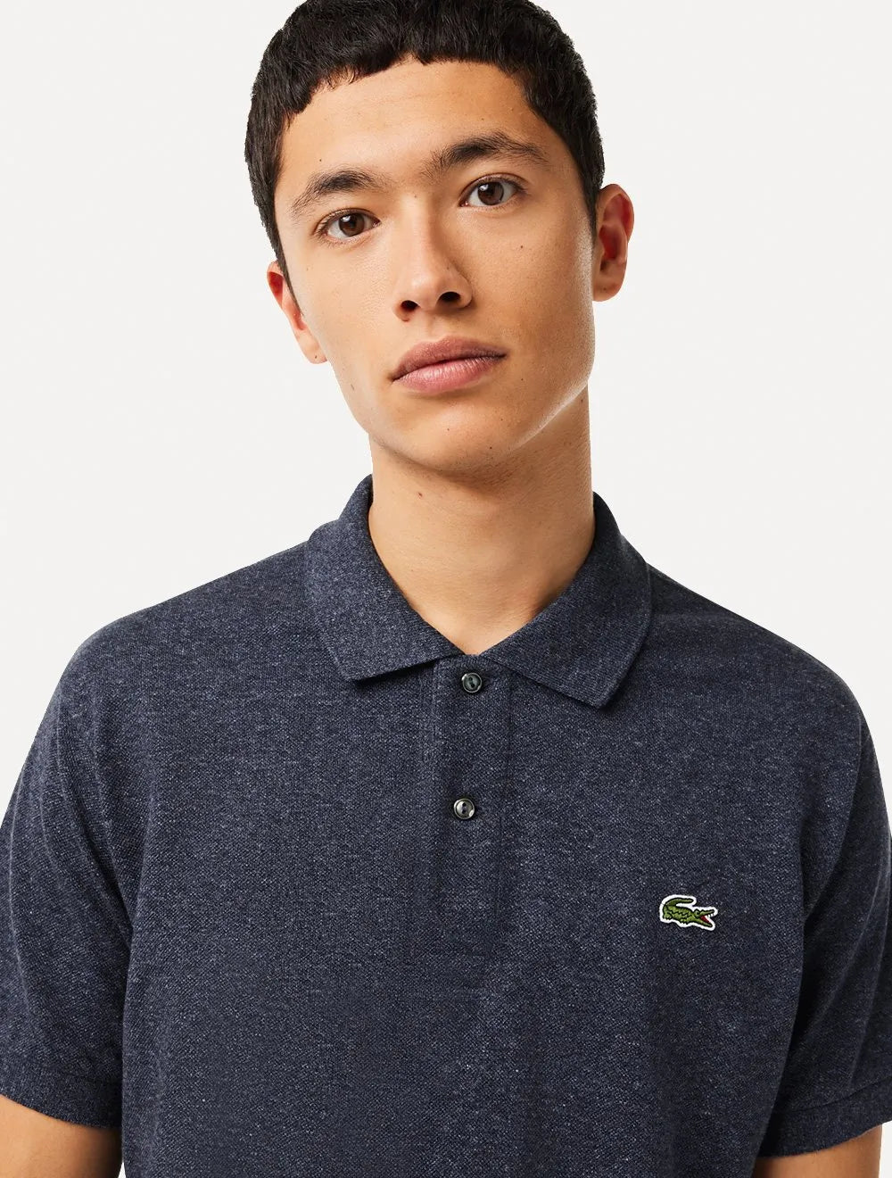Polo Lacoste Masculina Classic Fit Mescla Azul Marinho
