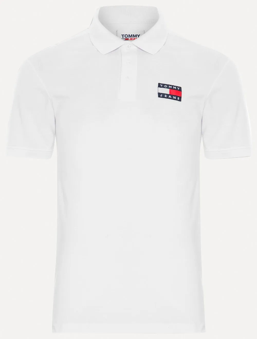 Polo Tommy Jeans Masculina Regular Classic Flag Badge Branca