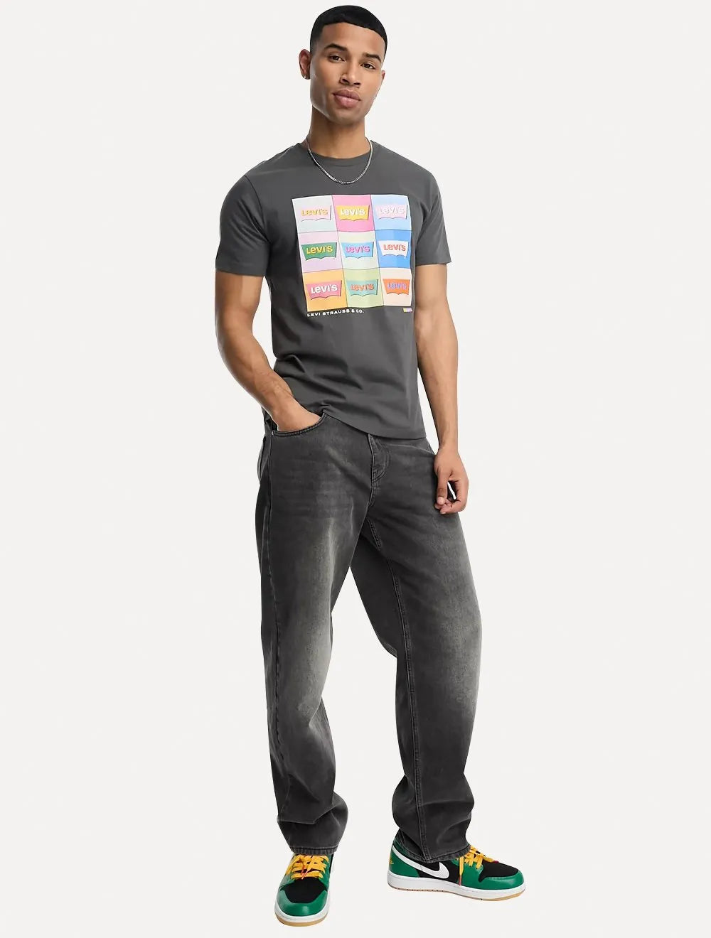 Camiseta Levis Masculina Graphic Crewneck Logo Grafite