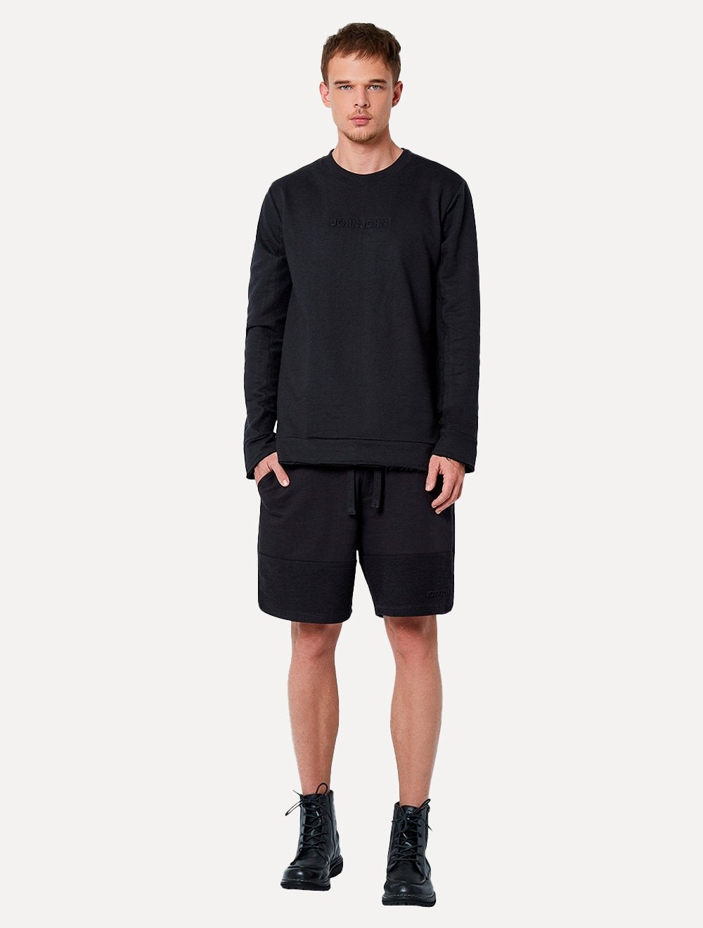 Moletom John John Masculino Black Embossed Logo Preto