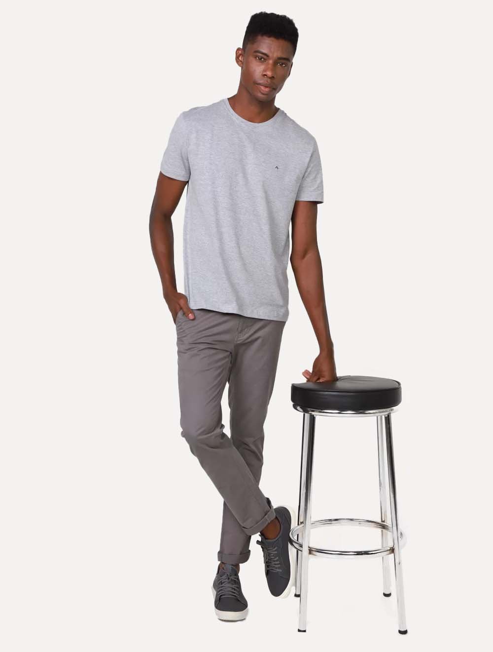 Camiseta Aramis Masculina Basic Lisa Cinza Mescla