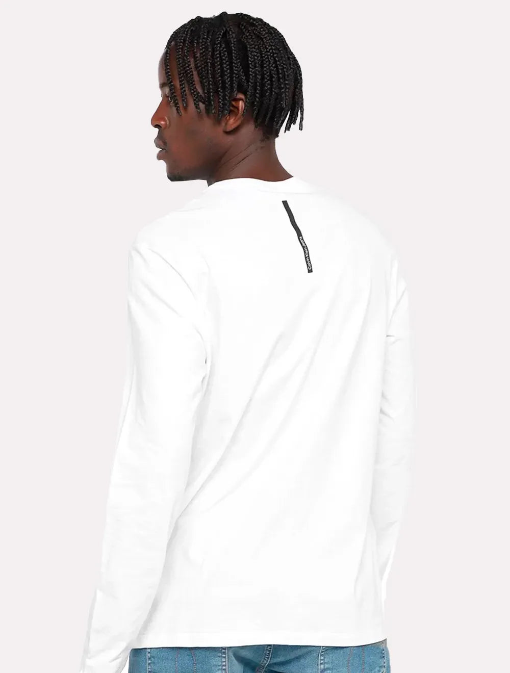 Camiseta Calvin Klein Masculina Manga Longa Institutional New Logo Branca