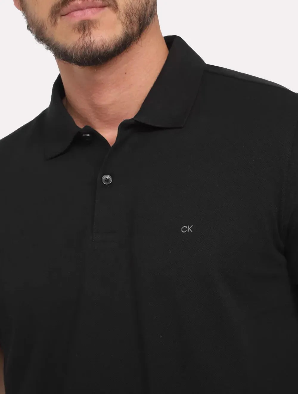 Polo Calvin Klein Masculina Piquet Slim Básica Sem Friso Preta