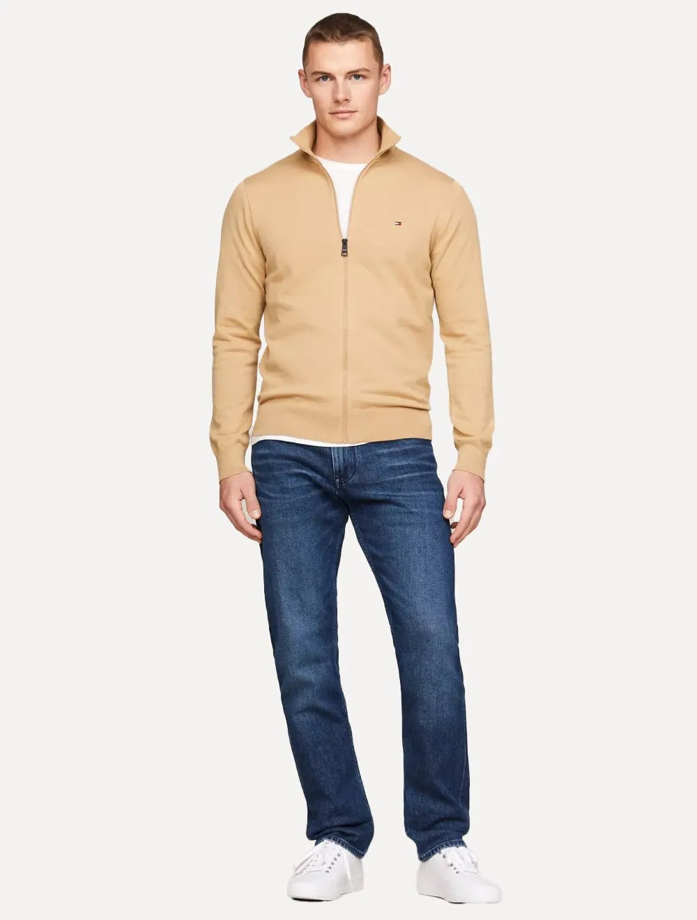 Suéter Tommy Hilfiger Masculino 1985 Zip Through Cáqui