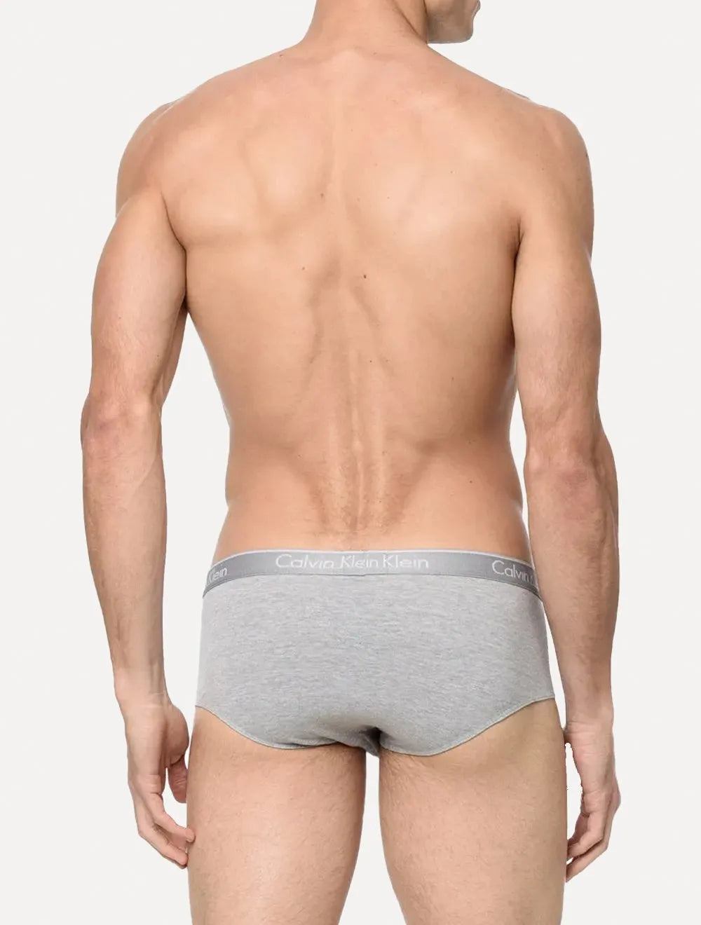 Cuecas Calvin Klein Brief Cotton Print Cinza Mescla Pack 2UN