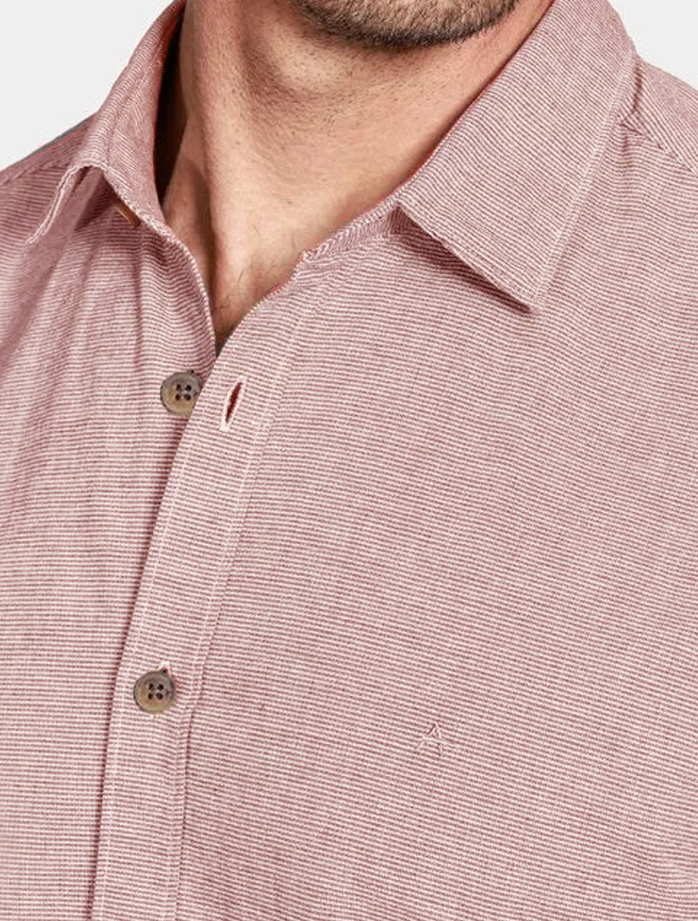 Camisa Aramis Masculina Manga Curta Slim Falso Liso Belfort Terracota Mescla