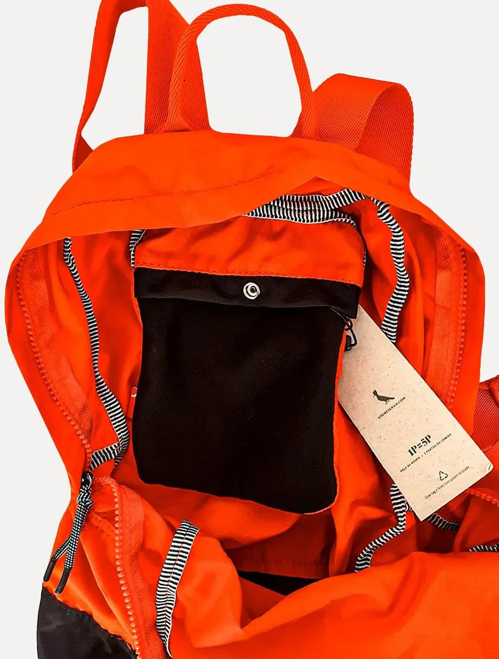 Mochila Reserva Nylon Dobrável Pocket Preta/Laranja