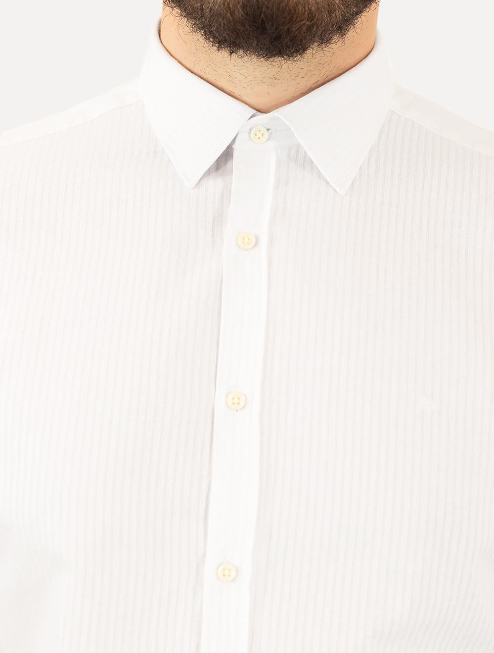 Camisa Aramis Masculina Slim Algodão Textura Listrada Branca
